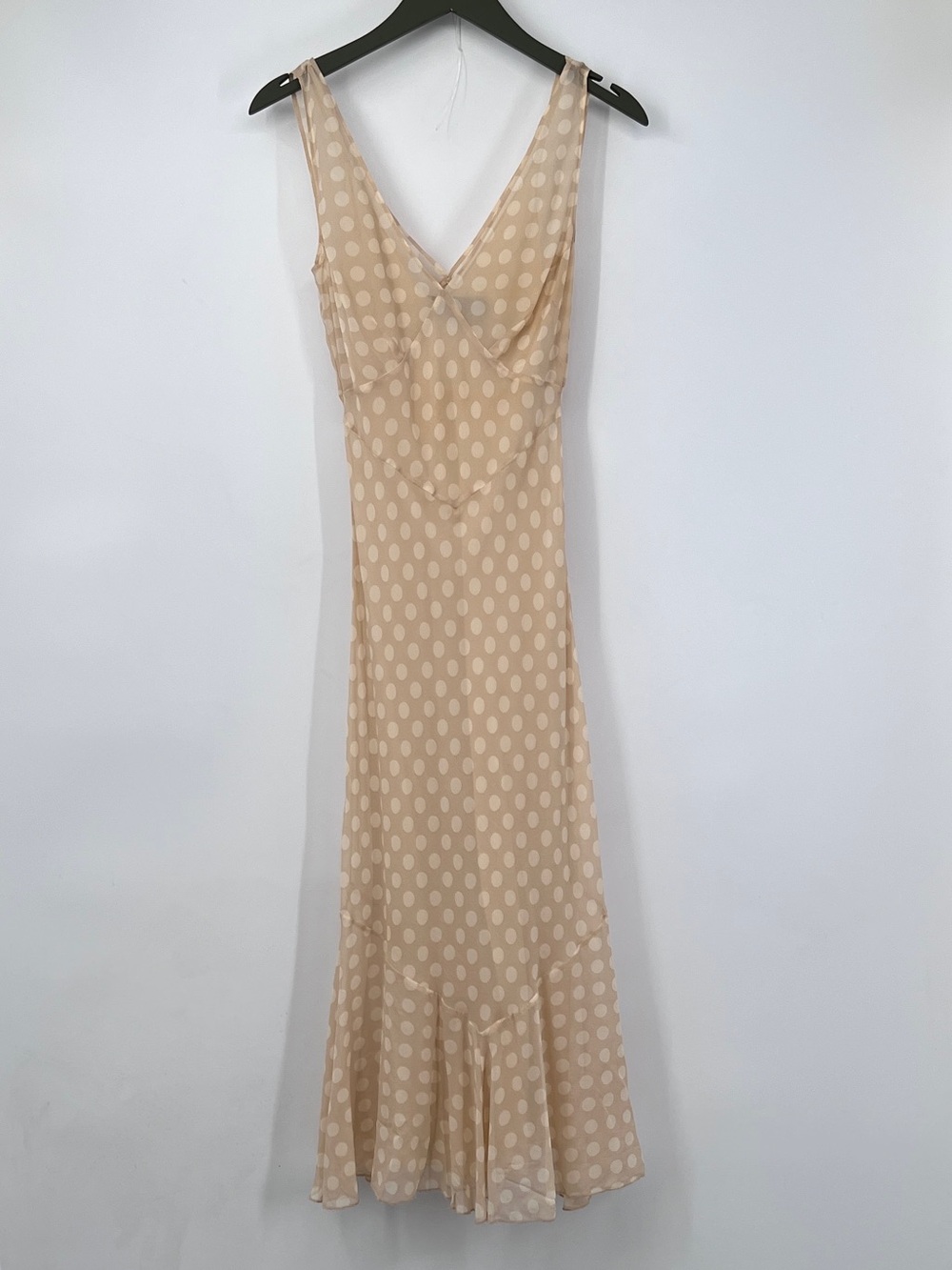 Realisation Part Silk Beige Polka Dot V-Neck Slip Dress Dress Cleo dress Honey - Picture 3 of 11
